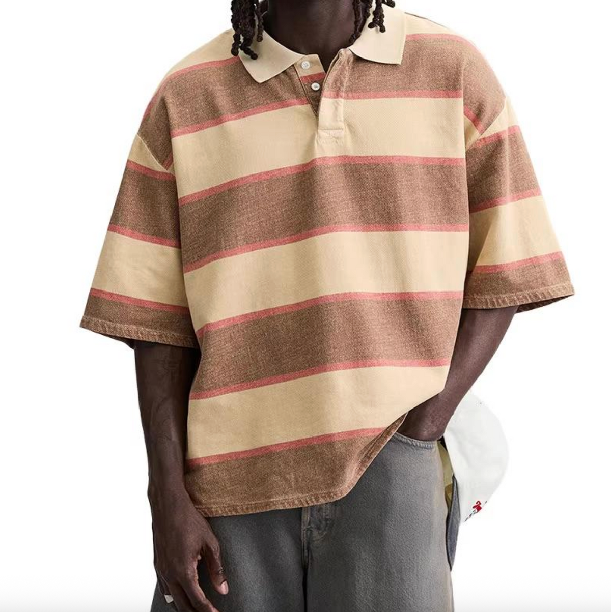 Men's Acid-Washed Casual Polo Shirt